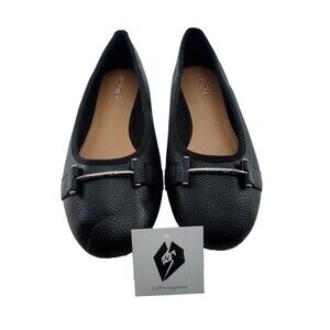 Nautica Alan Women's Black Pebble Vegan Leather Round Toe Ballet Flat Shoes 8.5